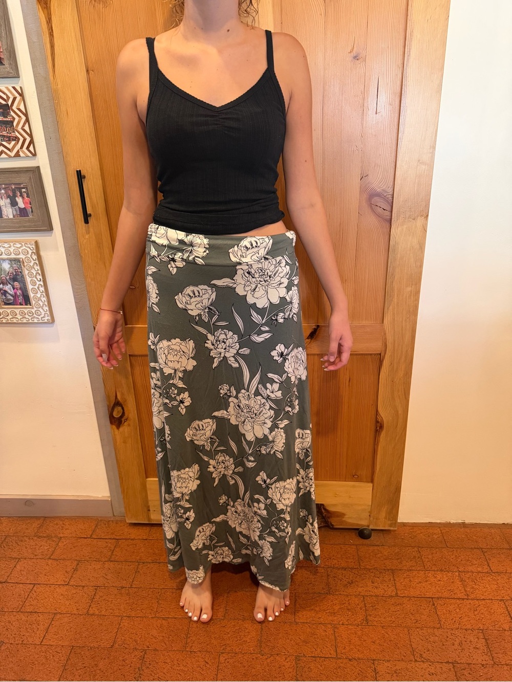 Floral maxi green skirt
